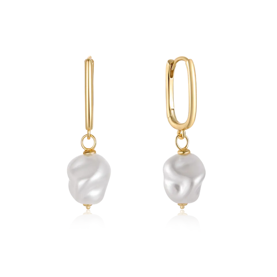 Elegant gold-plated pearl drop earrings, crafted with real S925 silver, adding a touch of sophistication to any outfit.