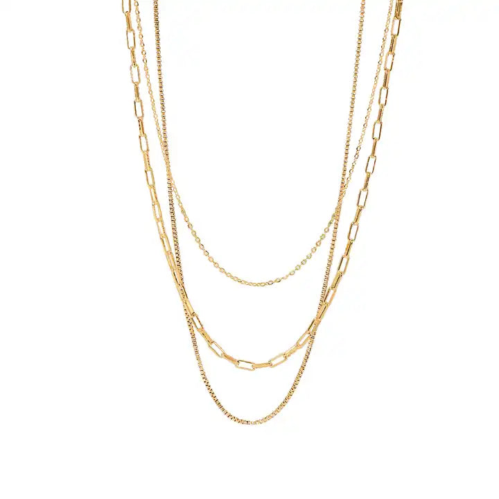 Triple Paperclip Chain Layer Necklace – Acqua Diem